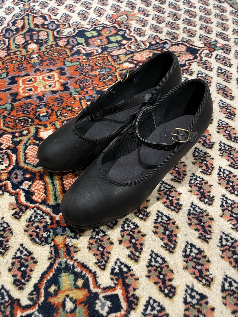 Women's Black Mary Jane Flats with Buckle Strap
